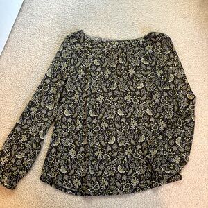 LOFT Grey and Green Blouse